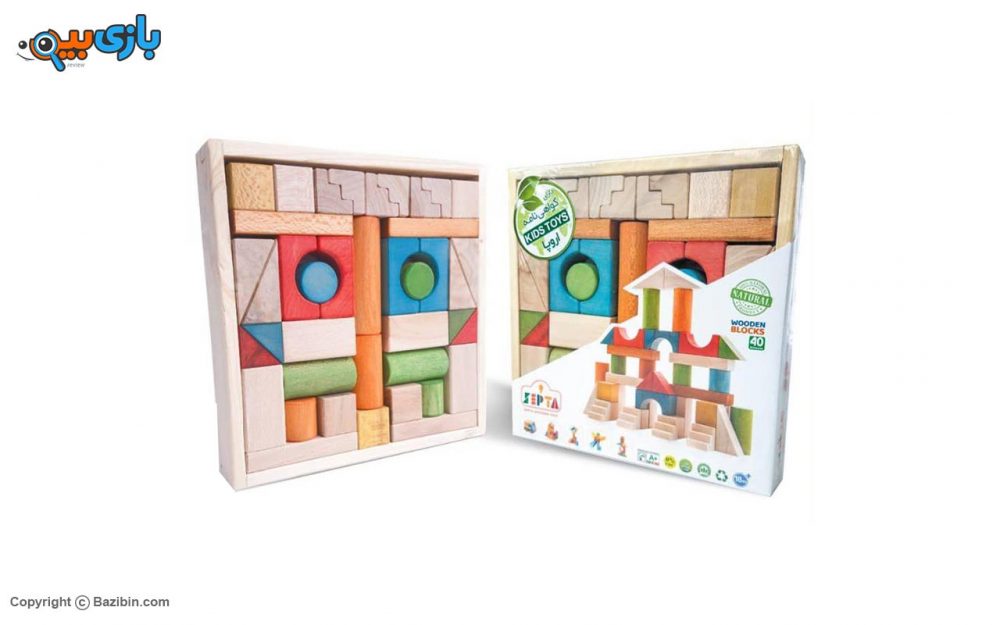سپتااسباب بازی بریکس چوبی 40 قطعه جعبه ی چوبی سپتا 4