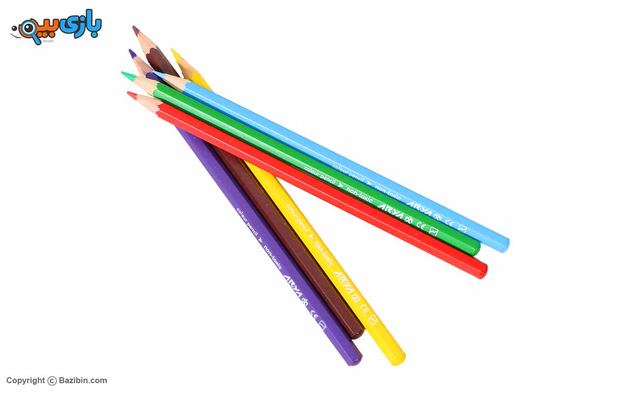 مداد رنگی 6 رنگ مقوایی آریا 4