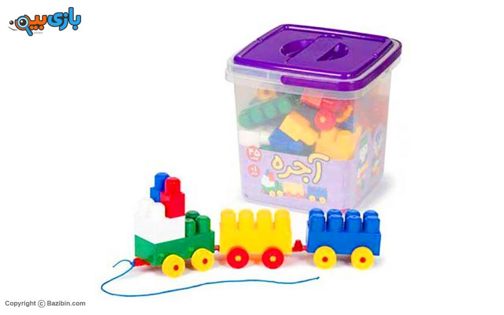 اسباب بازی آجره سطلی 45 قطعه با فرزندان 1