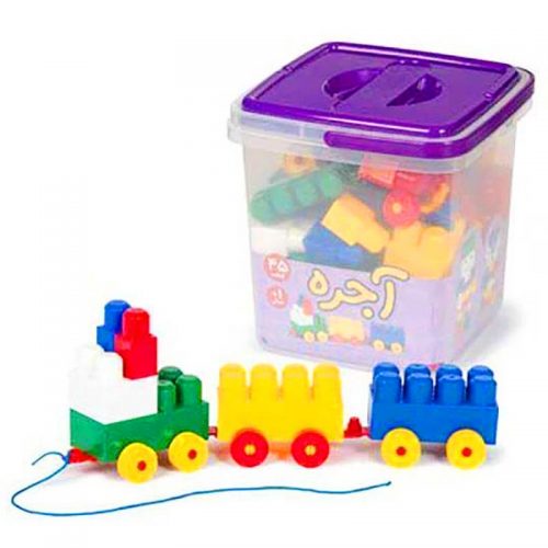 اسباب بازی آجره سطلی 45 قطعه با فرزندان 1