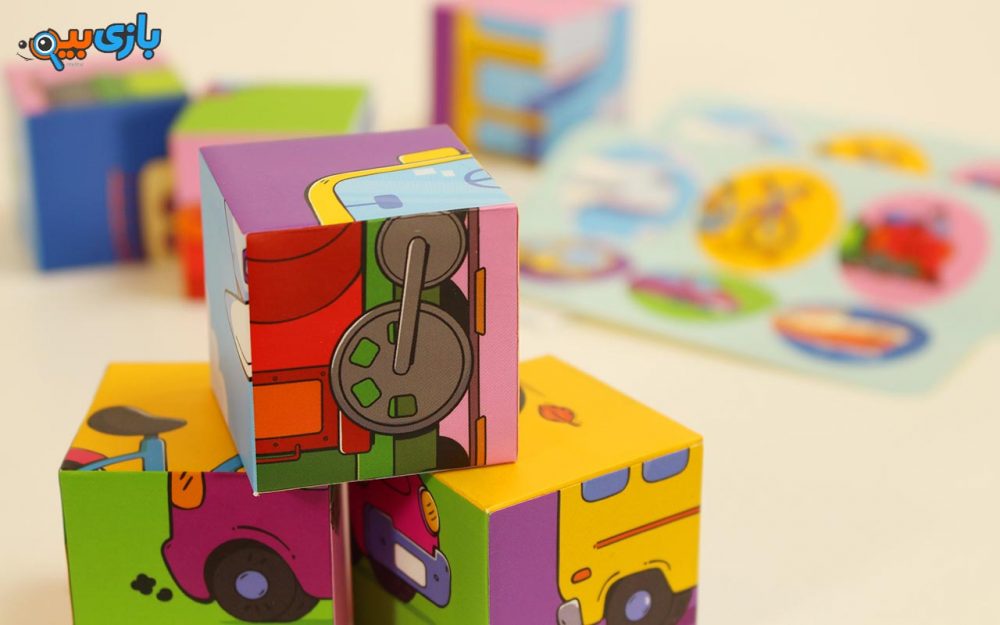 اسباب بازی مکعب تصویری وسایل حمل و نقل با فرزندان 4